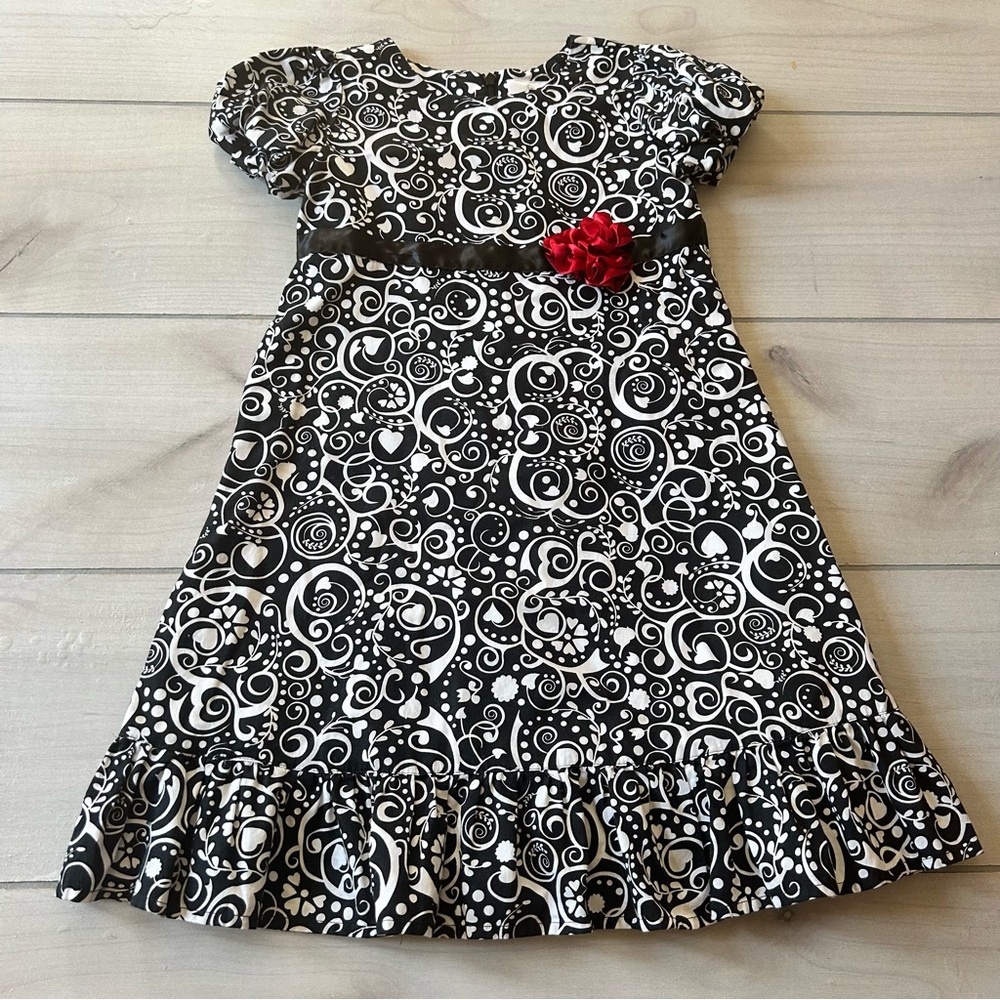 Hanna Andersson Black & White Paisley Zipper Back Closure Dress